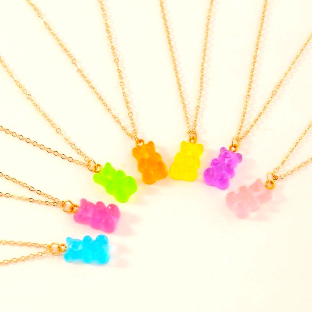 7pcs Girls Bear Charm Necklace